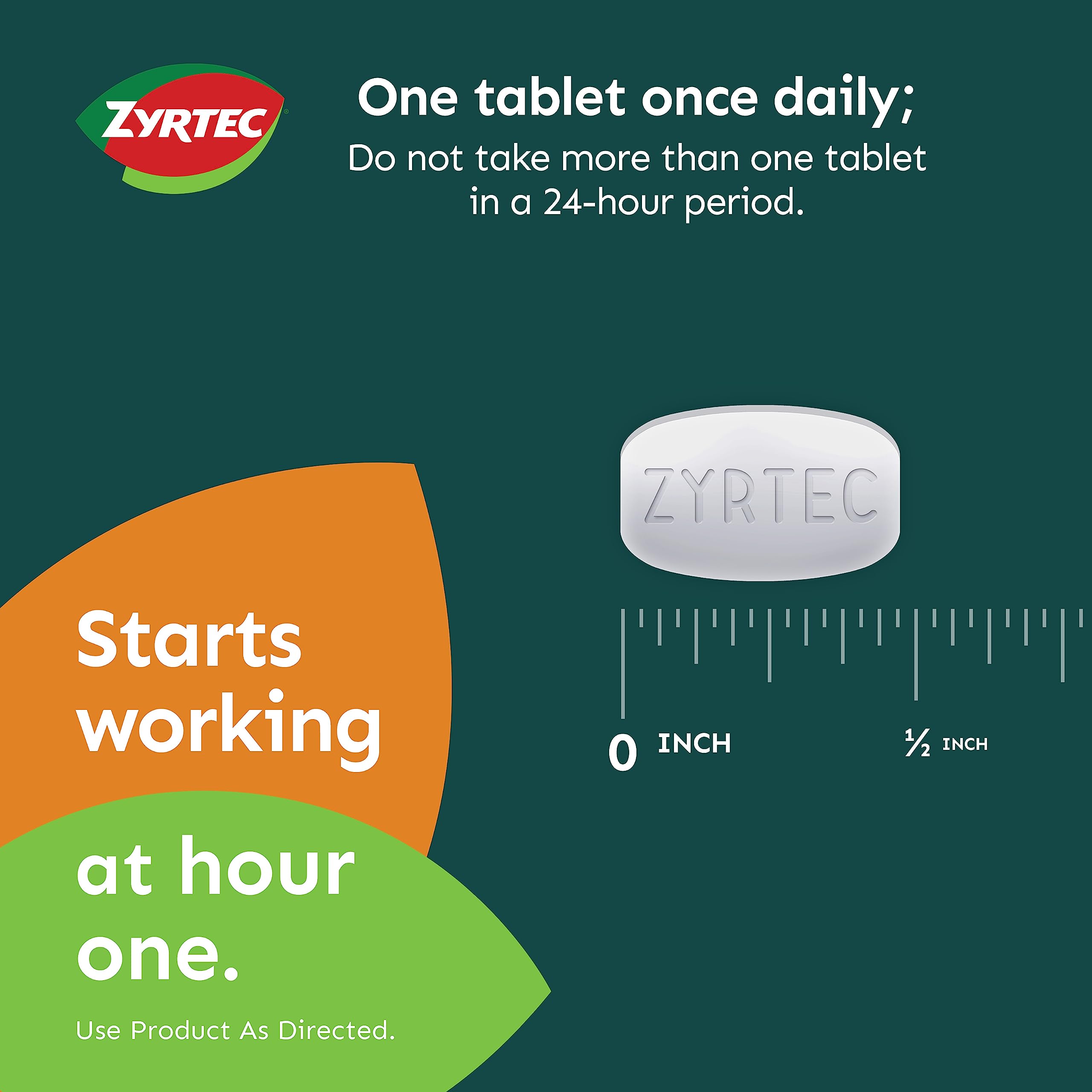 Zyrtec 24 Hour Allergy Relief Tablets, Indoor & Outdoor Allergy Medicine with 10 mg Cetirizine HCl per Antihistamine Tablet, Rel