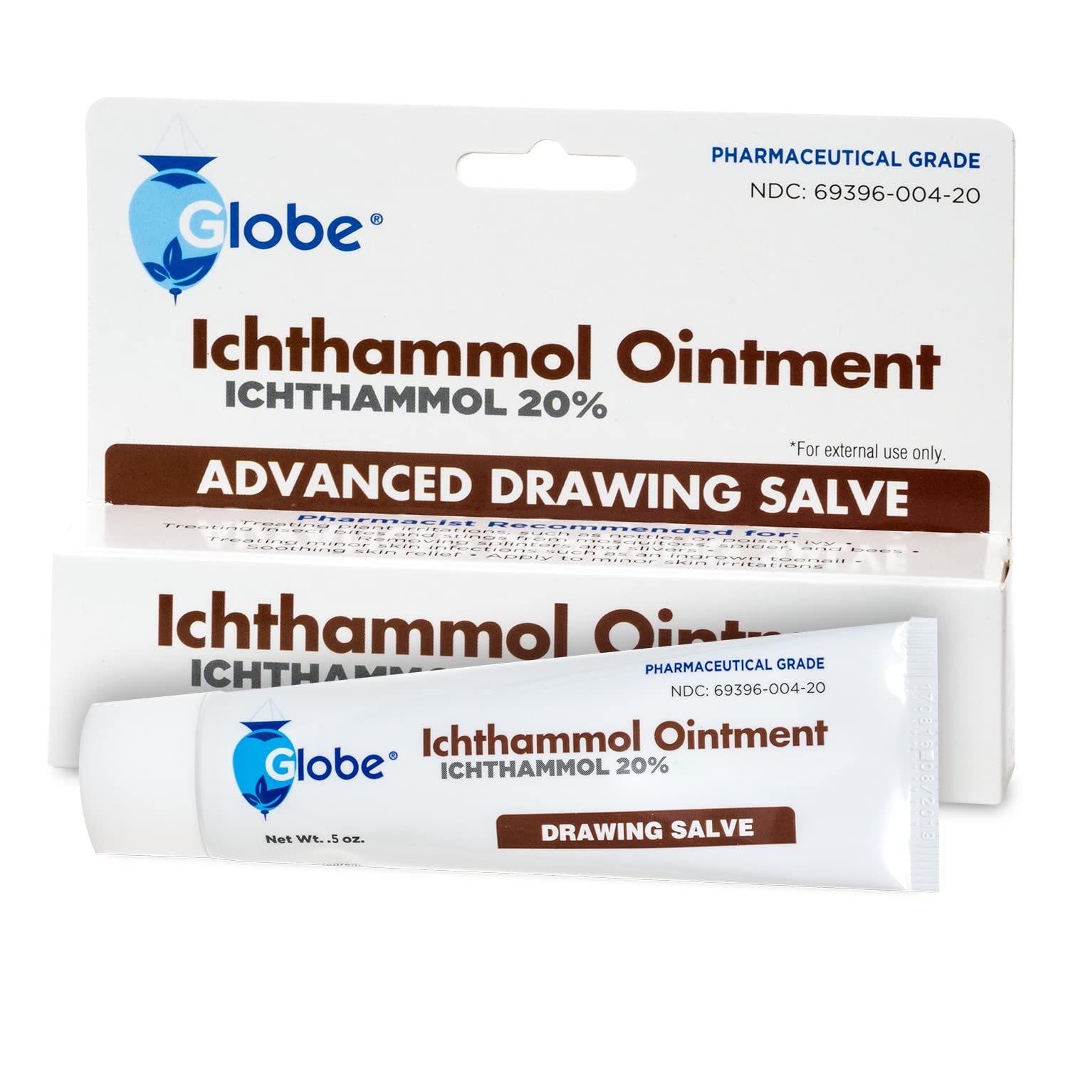 Globe Ichthammol Ointment 20% (Drawing Salve) 1 OZ - Soothing Skin Relief, Treatment of Eczema, Acne, Boils, Splinters, Bee Stin