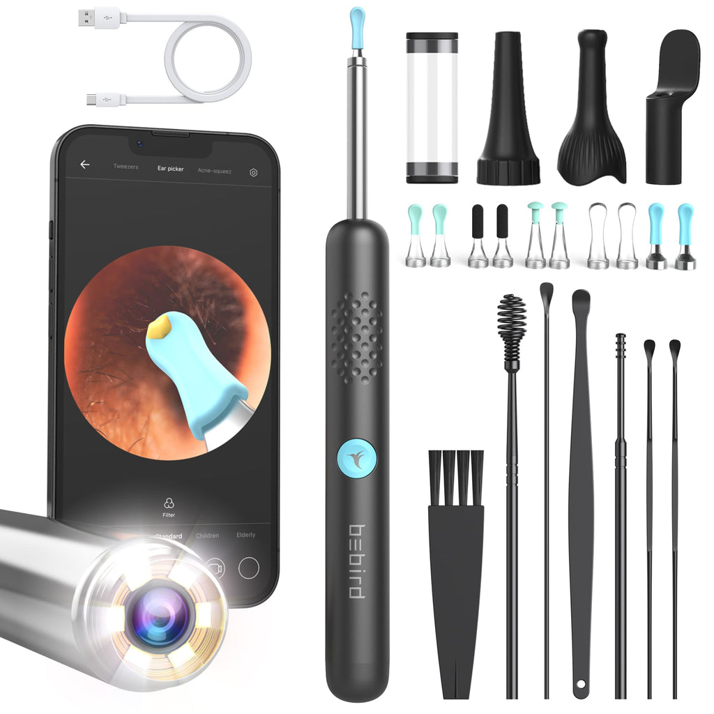 BEBIRD Ear Wax Removal Tool with HD Camera - R1 Upgraded Smart Visual Ear Cleaner with Otoscope, Ear Viewer with 6 LED Light & M