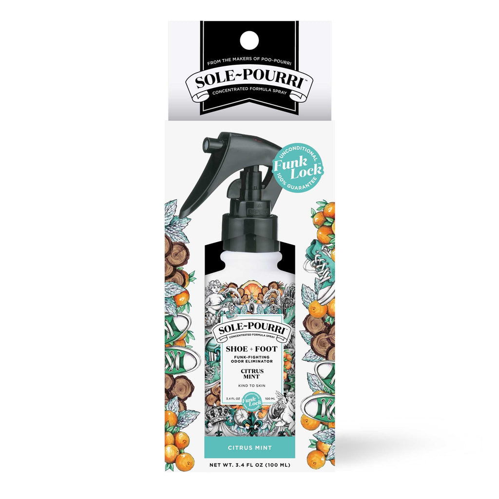 Sole-Pourri Shoe + Foot Funk-Fighting Odor Freshener Spray, Citrus Mint, 3.4 Fl Oz