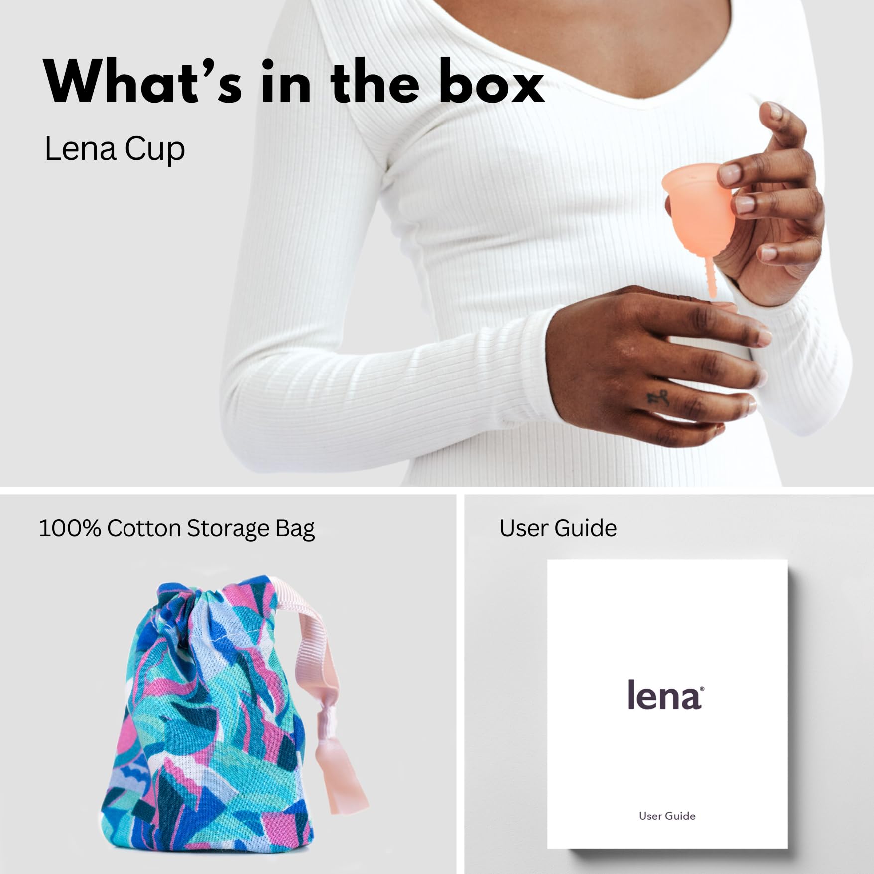 Lena Menstrual Cups, Reusable Period Cup, Tampons,Period Underwear and Pads Alternative, Feminine Care, FSA HSA Eligible, Silico