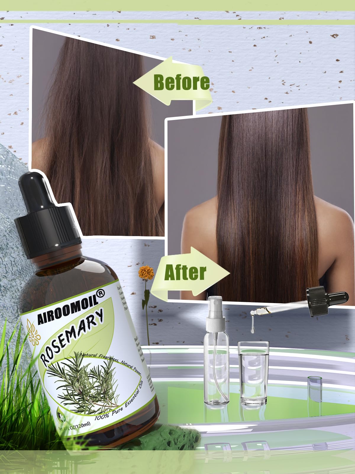Pure Rosemary Essential Oil Hair Natural Aromatherapy Skin & Body Care Candle Making Home Fragrance Diffuser Oil 4 Fl Oz