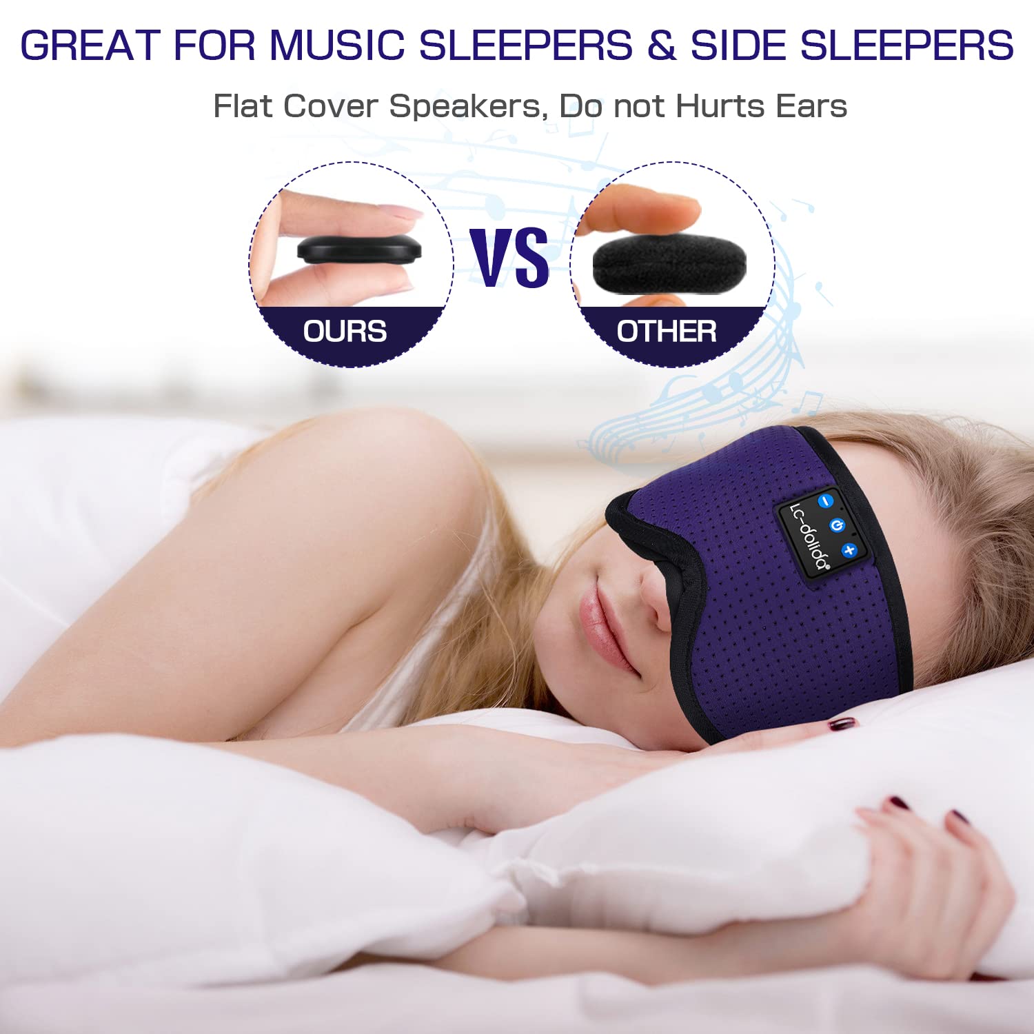 Sleep Headphones Sleep Mask with Bluetooth Headphones, LC-dolida Eye Mask for Sleeping Eye Pillow Sleeping Headphones for Side S