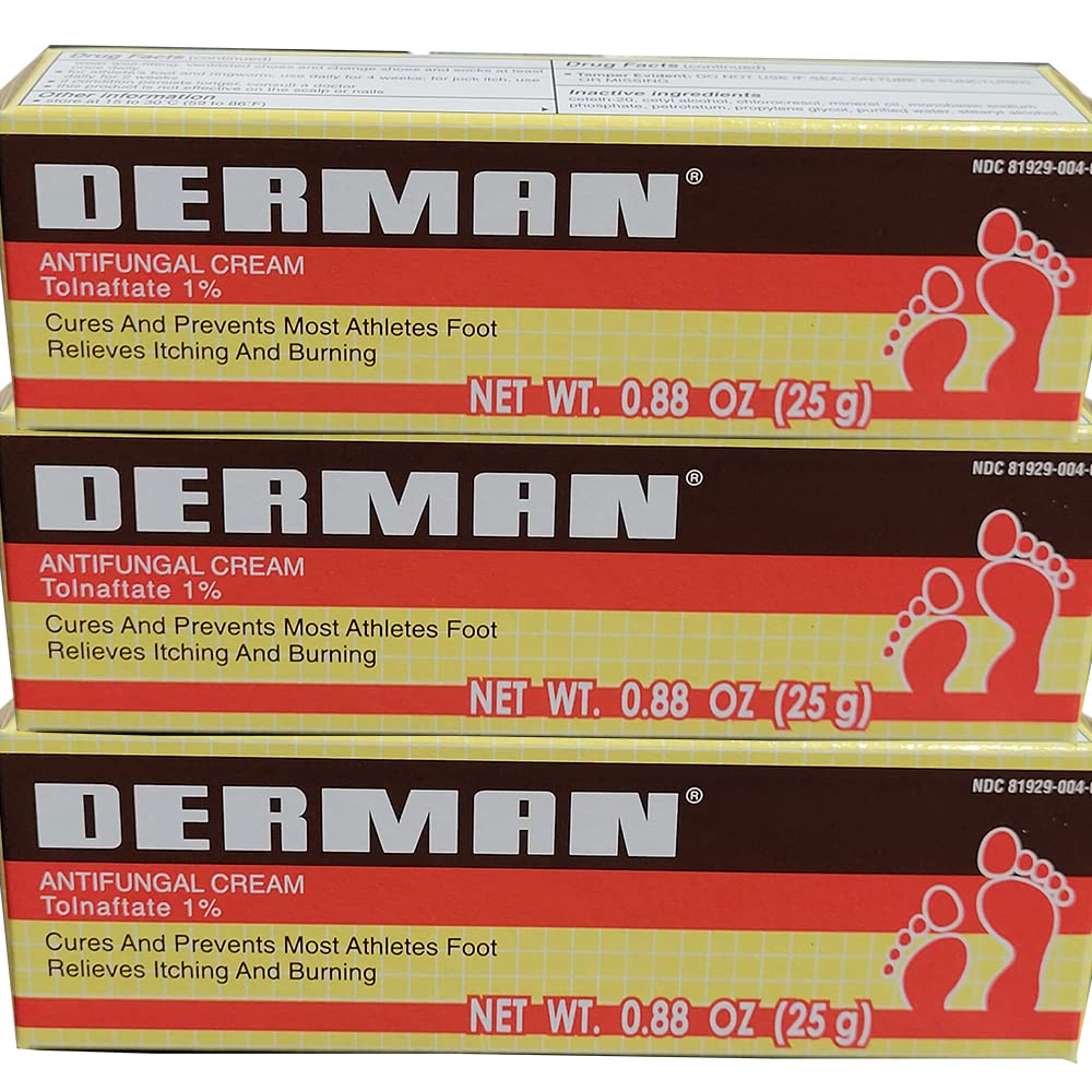 Derman Antifungal Cream for the Treatment of Athletes Foot (3 Pack (0.88 Ounce))