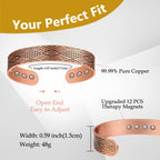 Feraco 12X Strength Wide Copper Bracelet for Men Magnetic Bracelets for Men with Neodymium Magnets, Pure Copper Jewelry Cuff Ban