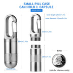 TISUR Titanium Pill Case, Keychain Holder, Travel Box Container, Portable Organizer, Waterproof Metal Bottle (Gray, Small - 1.06