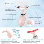 Facial Massager for Face and Neck, Red-Light-Therapy-for-Face and Neck, Face culpting Wand with 7 Color, at-Home Face Tool for S
