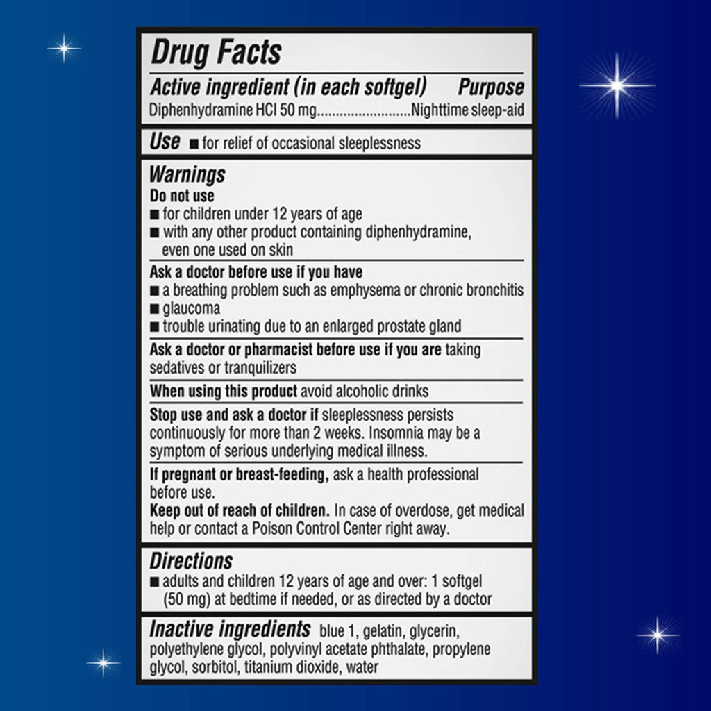 Unisom SleepGels, Nighttime Sleep-aid, Diphenhydramine HCI 50 mg, 32 SoftGels