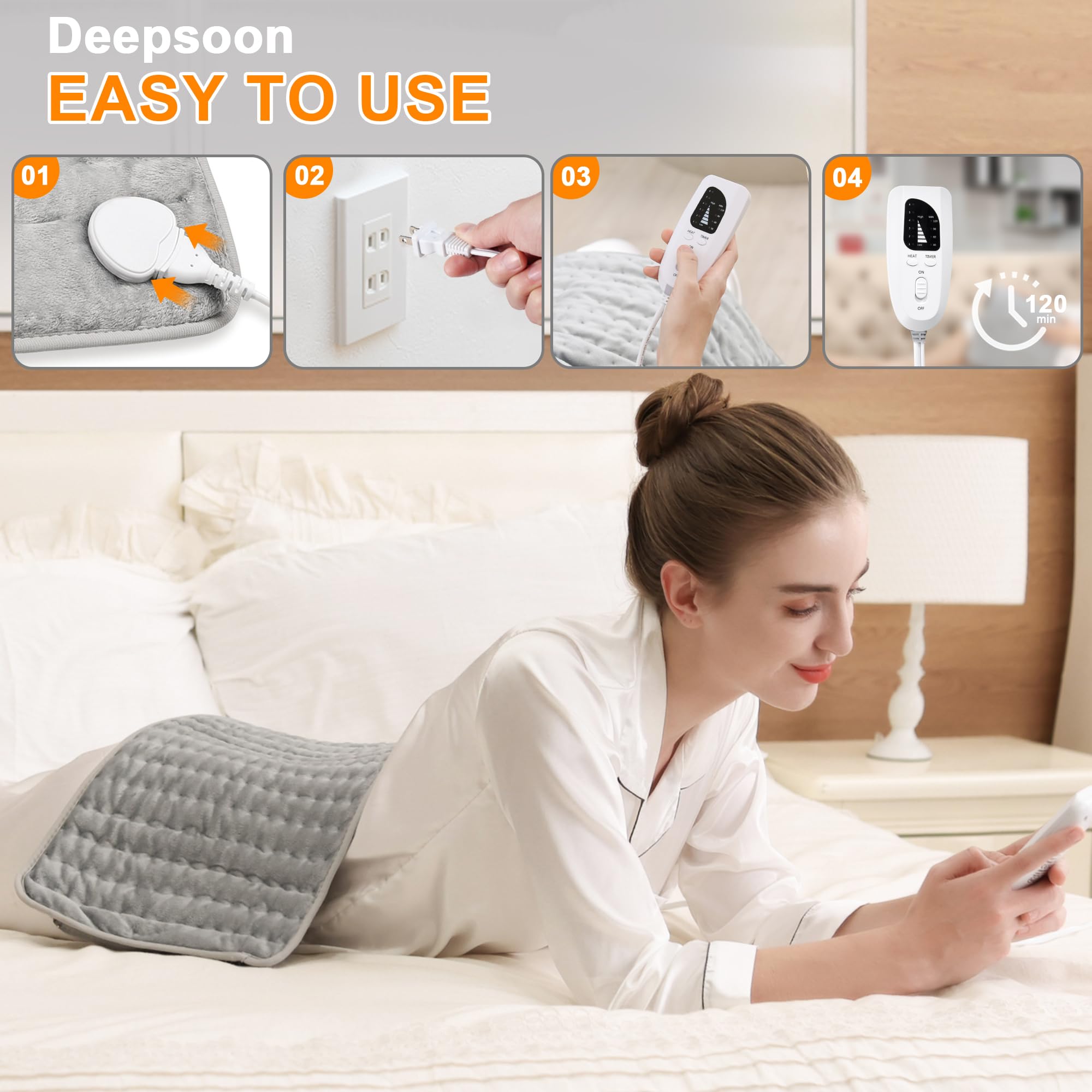 Electric Heating Pads,Heating Pads for Back,Shoulder,Hot Pad for Neck and Arms,Abdomen,Moist Heated Pad for Legs and Knee,Auto S