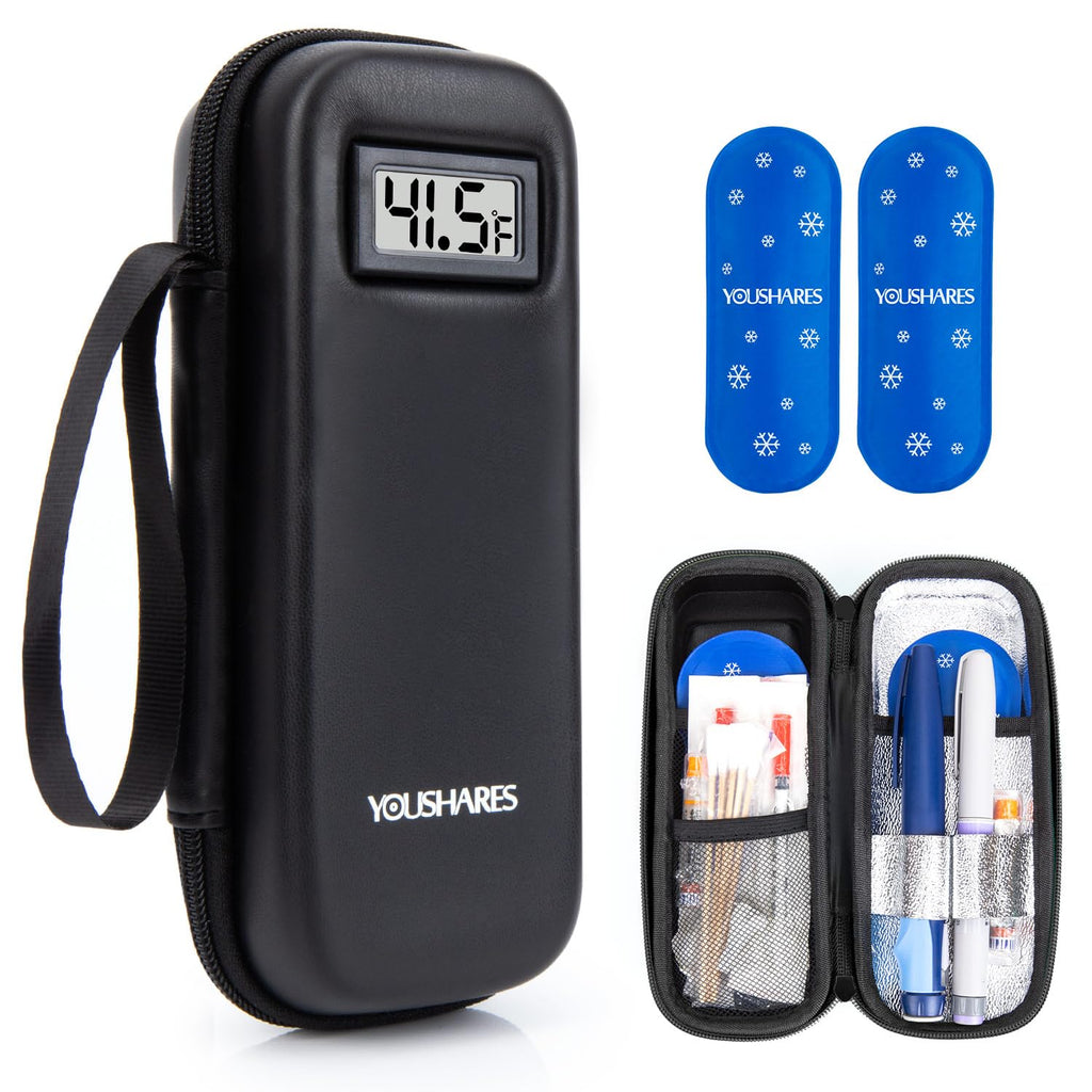 YOUSHARES Insulin Cooler Travel Case with Temperature Display - Diabetic Travel Case Refrigerated Medicine Cooler Travel Case wi