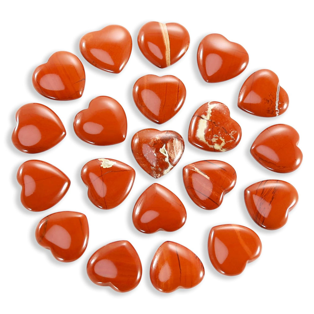 Nvzi Tumbled Polished Natural Red Jasper Crystal Heart Stones, Crystals and Healing Stones Quartz Bulk for Wicca, Reiki, Healing