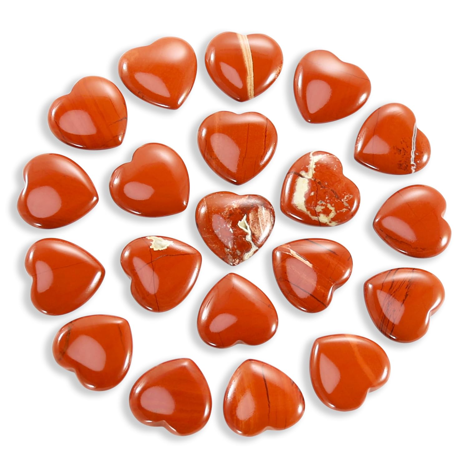 Nvzi Tumbled Polished Natural Red Jasper Crystal Heart Stones, Crystals and Healing Stones Quartz Bulk for Wicca, Reiki, Healing