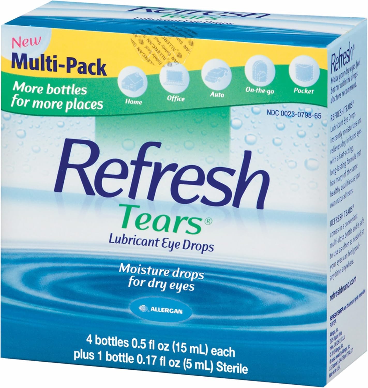Refresh Tears Lubricant Eye Drops, Moisture Drops for Dry Eyes. 4- .5 fl oz. bottles