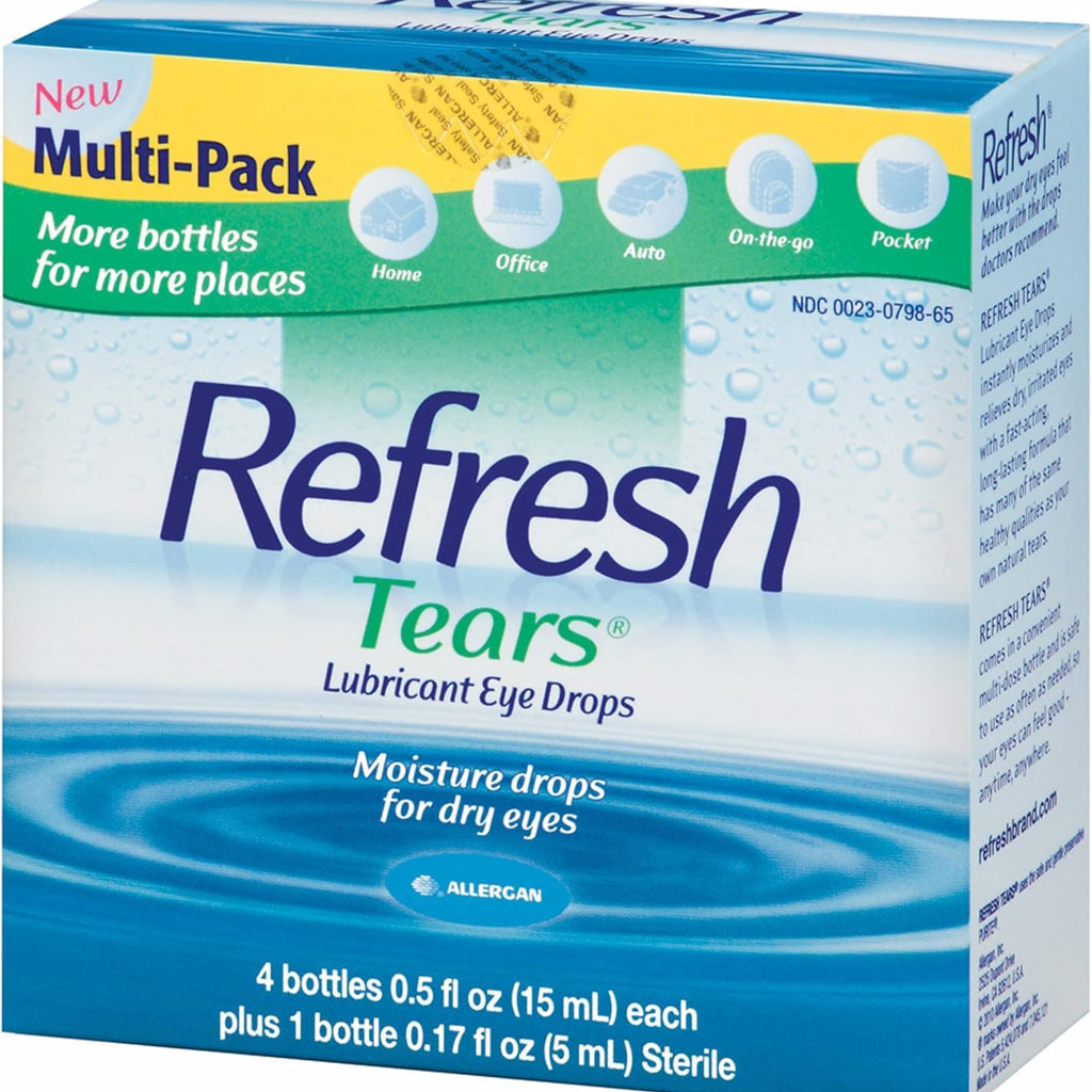 Refresh Tears Lubricant Eye Drops, Moisture Drops for Dry Eyes. 4- .5 fl oz. bottles