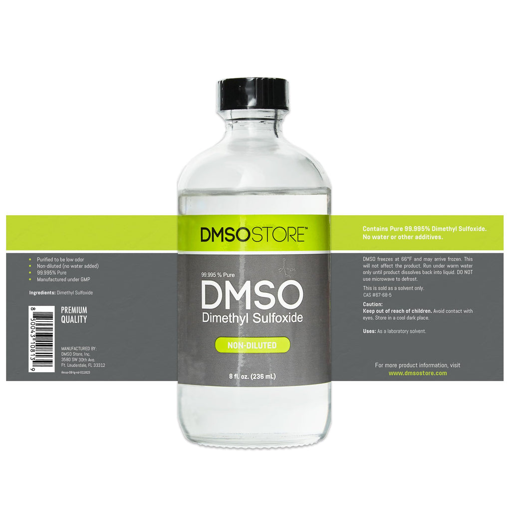 DMSO 8 oz. Liquid in a Sterile Glass Bottle, Pure 99.995% Pharma Grade, Non-Diluted, Low Odor, Dimethyl Sulfoxide Made by DMSO S
