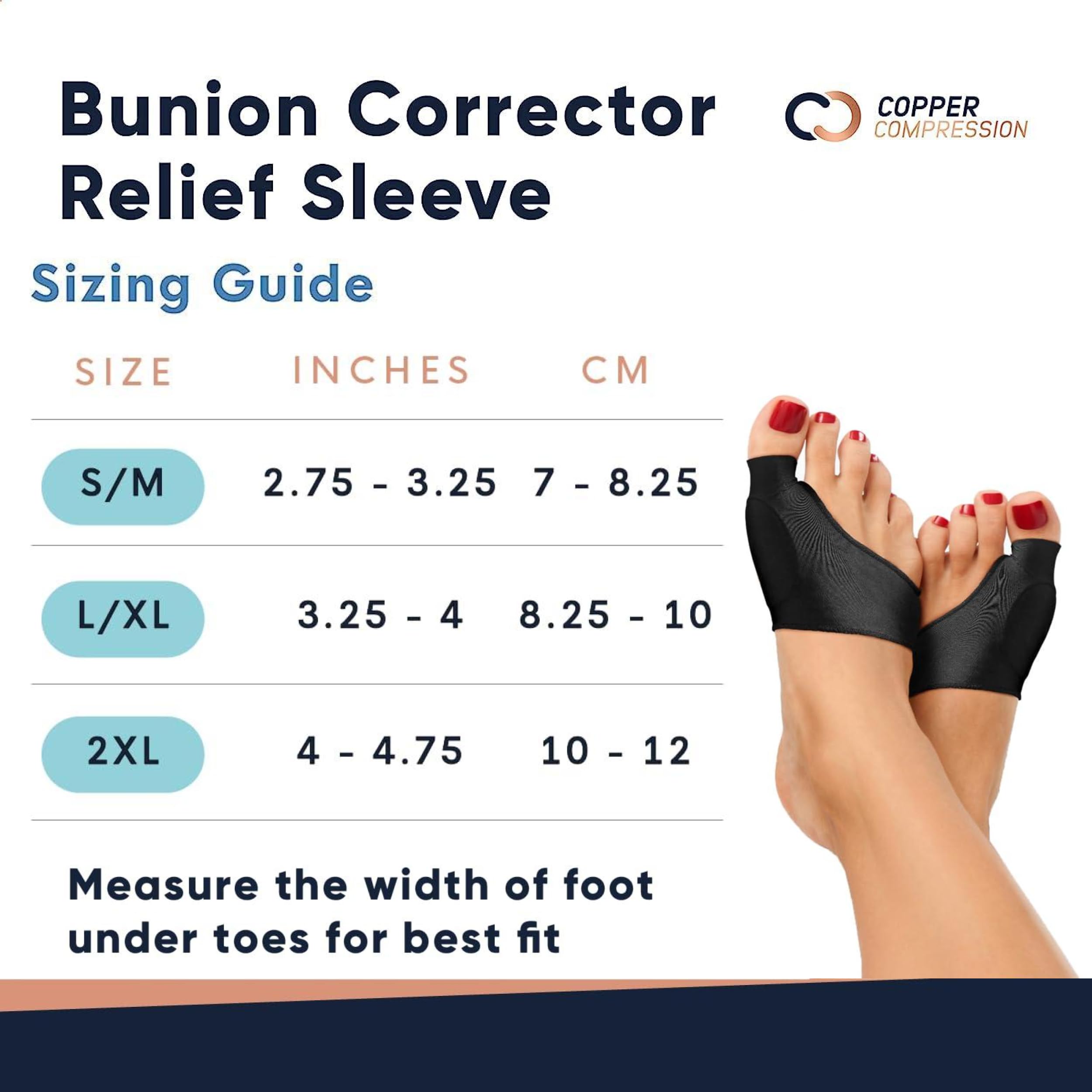 Copper Compression Bunion Corrector Relief Sleeve - Gel Cushion Pads - Copper Infused - Orthopedic Brace Big Toe Alignment - Hal