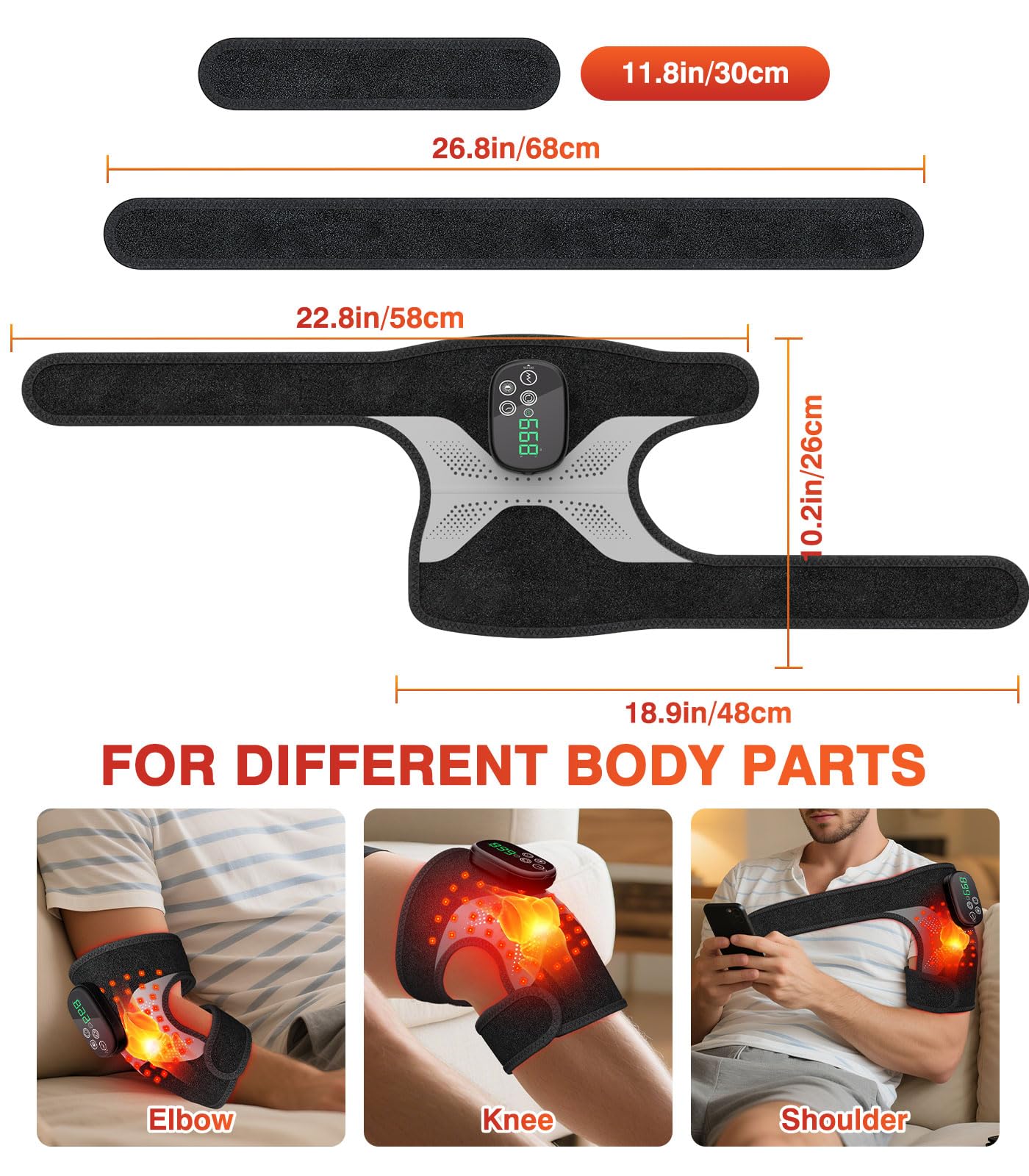 Lanieney Knee Massager with Heat, 3 Vibration Modes, LED Screen, Adjustable Straps, Gift for Men and Women