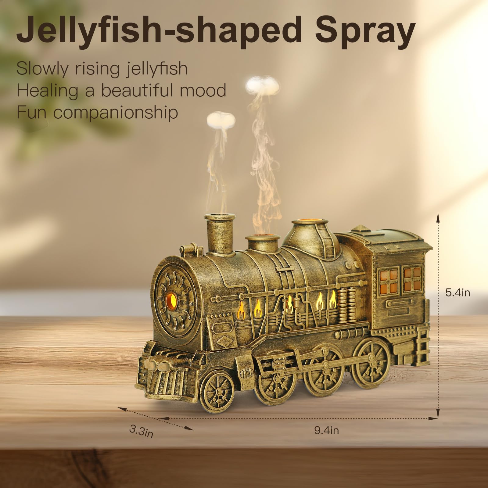 BLOIMP Essential Oil Diffuser Train Diffuser 300ml, Train Humidifier, Aromatherapy Diffuser Cool Mist Aromatherapy with 2 Light