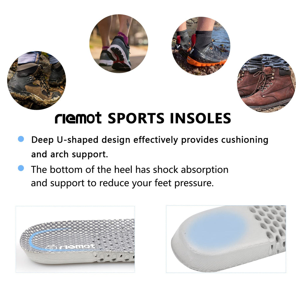 riemot 3 Pairs Shoe Insoles for Men Breathable Honeycomb Water Shoes Inserts Cushioning Shock Absorbing Insole Replacement Insol