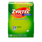 Zyrtec 24 Hour Allergy Relief Tablets, Individually Wrapped Indoor and Outdoor Allergy Medicine with 10 mg Cetirizine HCl per An