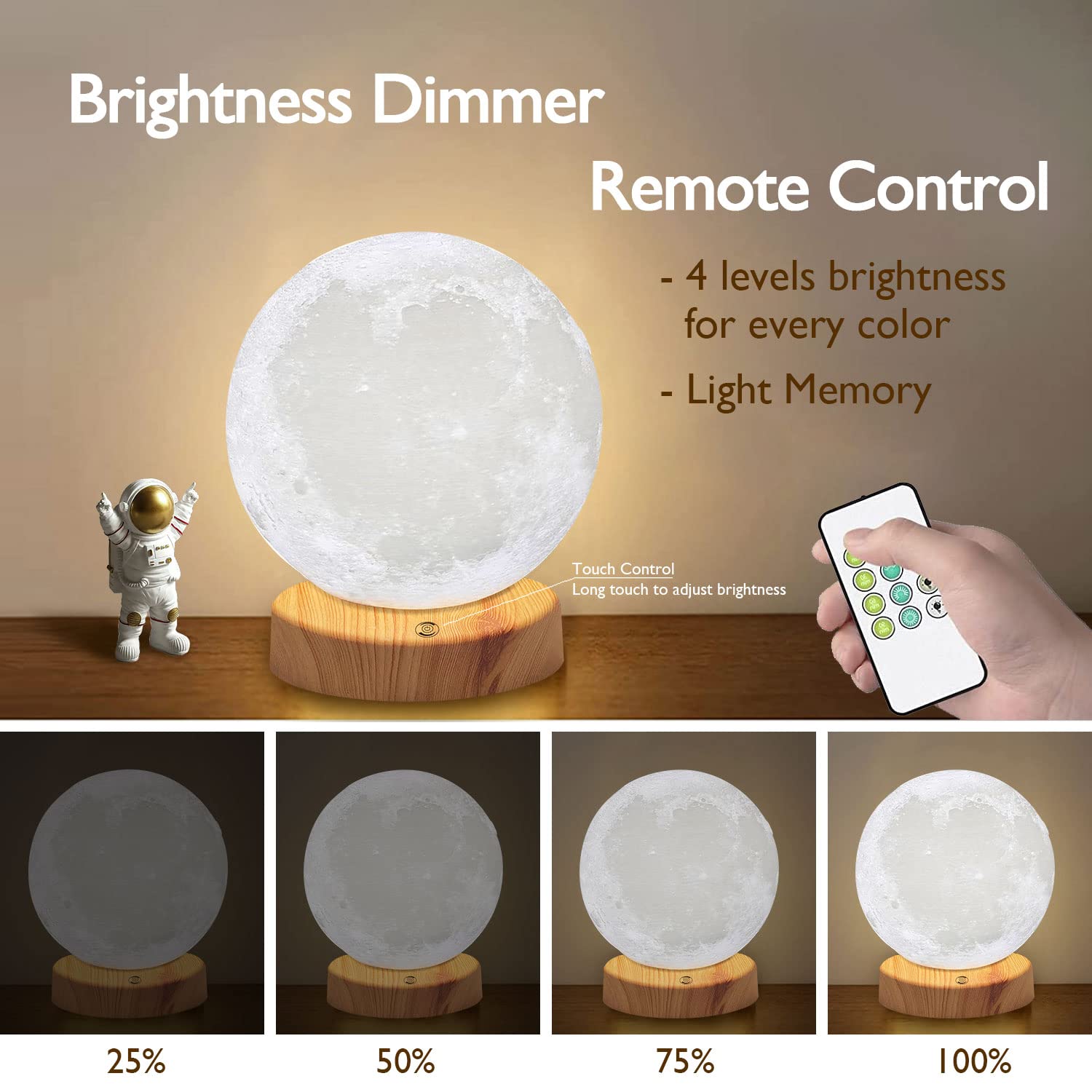 Light Therapy Lamp 10000 Lux, Happy Sunlight Lamps UV-Free with 3 Color Temperatures, Adjustable Brightness,Timer & Memory Funct