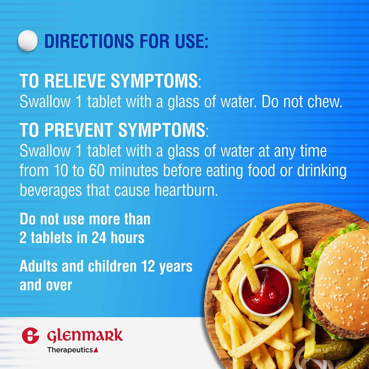 Glenmark Therapeutics Original Strength Famotidine Tablets, 10 mg, Acid Reducer for Heartburn Relief, 200 Count