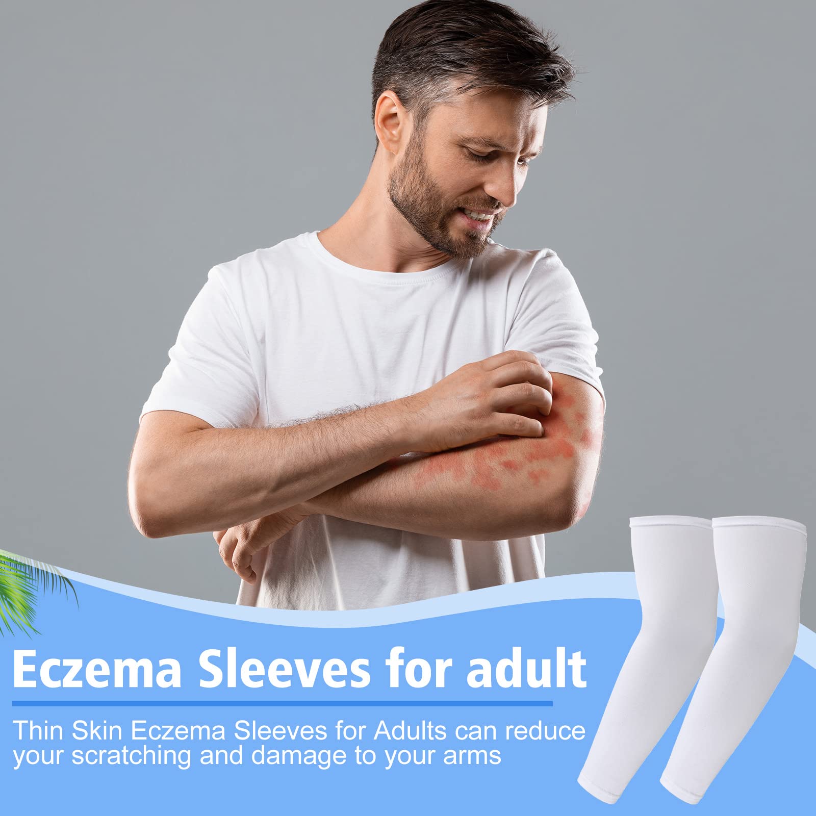 Eurzom 8 Pairs Eczema Sleeve for Adult Teens Eczema Psoriasis Unisex Arm Leg Sleeve for Women Men UV Protection Sleeves(Small)