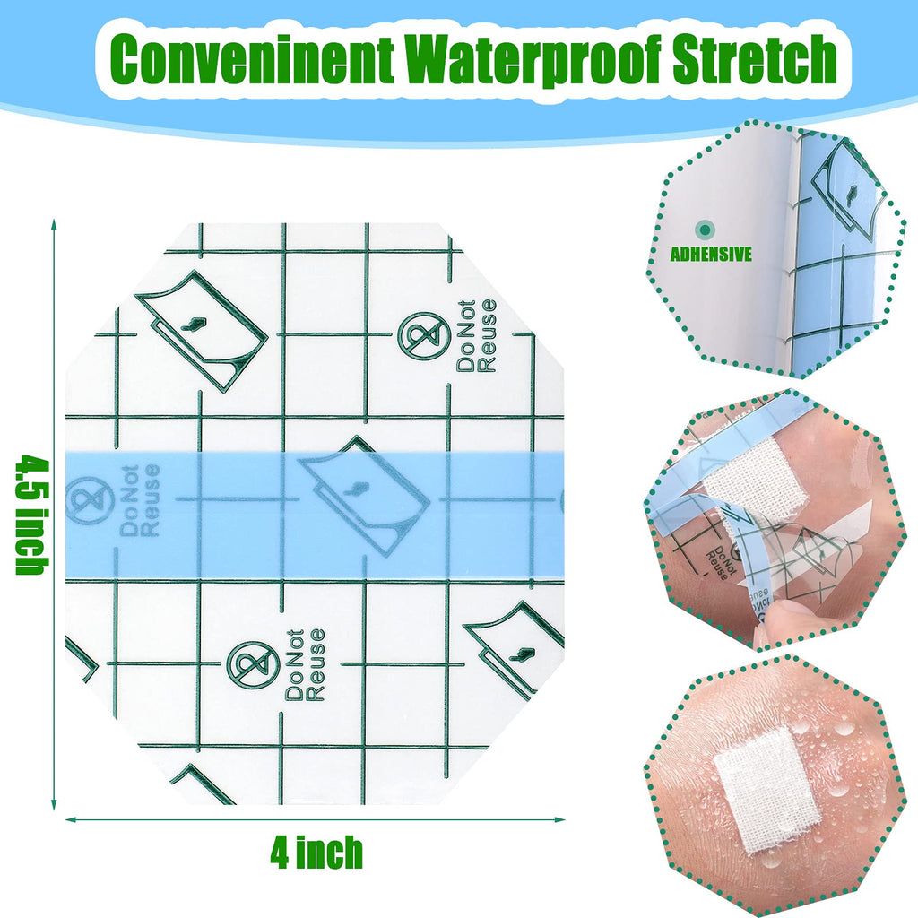 Nuanchu 100 Pieces Waterproof Bandage Adhesive Protective Transparent Dressing, Clear Bandages Waterproof Clear Dressing Tape fo
