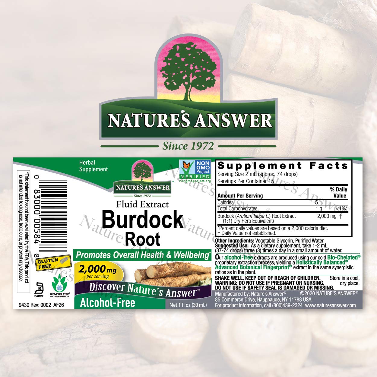 Nature's Answer Alcohol-Free Burdock Root 2000mg 1oz Extract | Herbal Supplement | Promotes Overall Wellbeing | Gluten-Free, Non