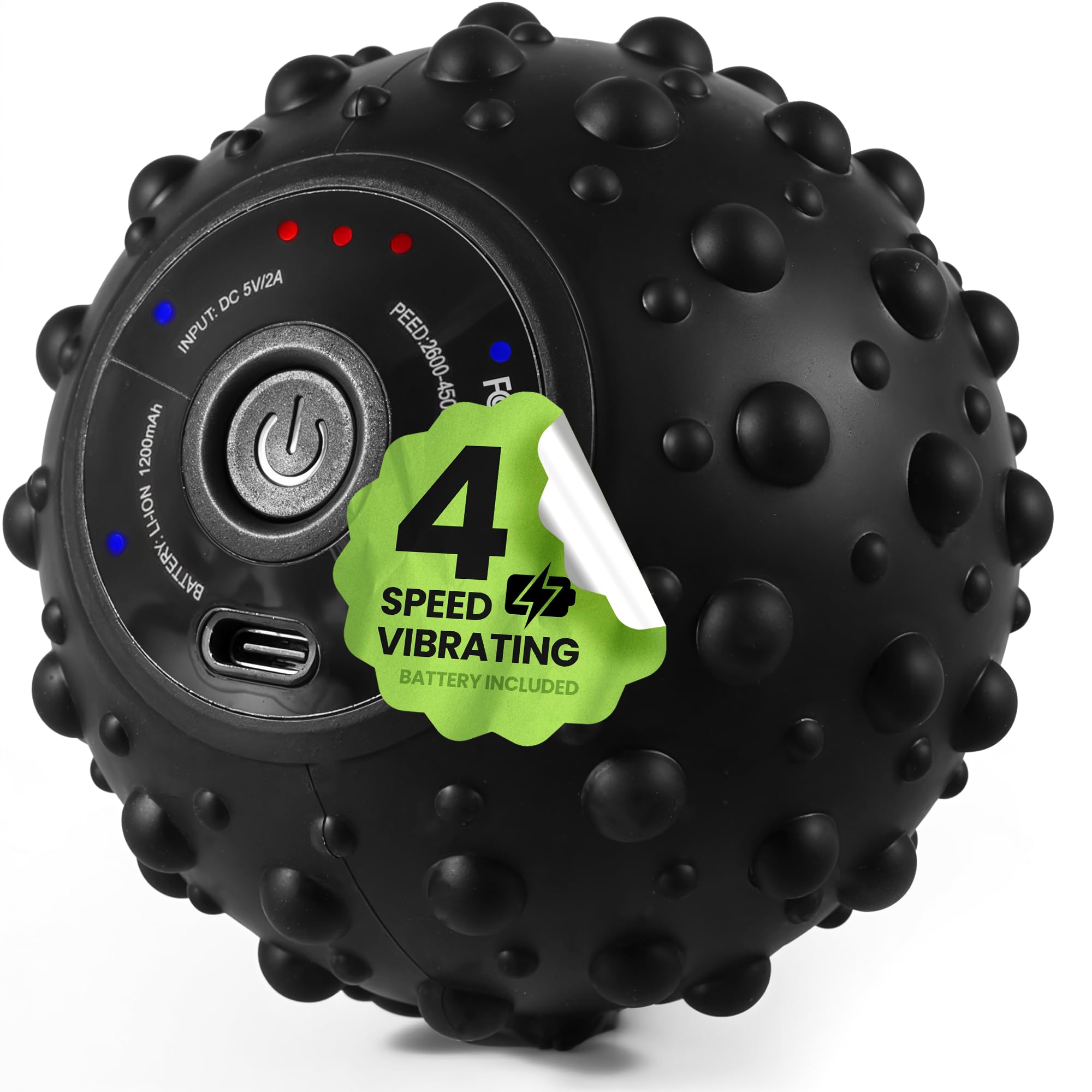 EXELLEON 4-Speed Vibrating Massage Ball | Compact Rechargeable Roller | Adjustable Vibration | Quiet & Portable Design