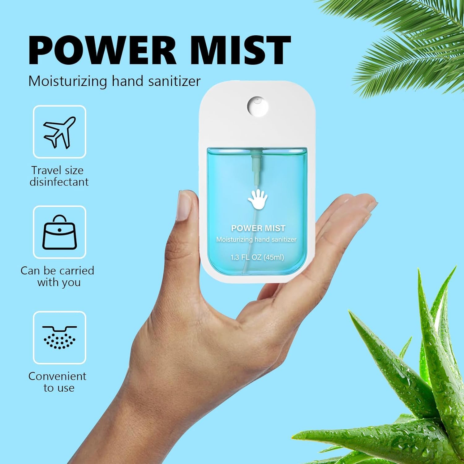NLIEOPDA Power Mist Hand Sanitizer Spray, Spray Power Mist Hydrating Sanitizer Spray Travel Size, Portable Pocket Hand Sanitizer