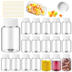 Lamoutor 18Pcs Clear Pill Bottle Plastic Medicine Bottle Empty Reagent Chemical Containers with Caps for Liquid Solid Powder Med
