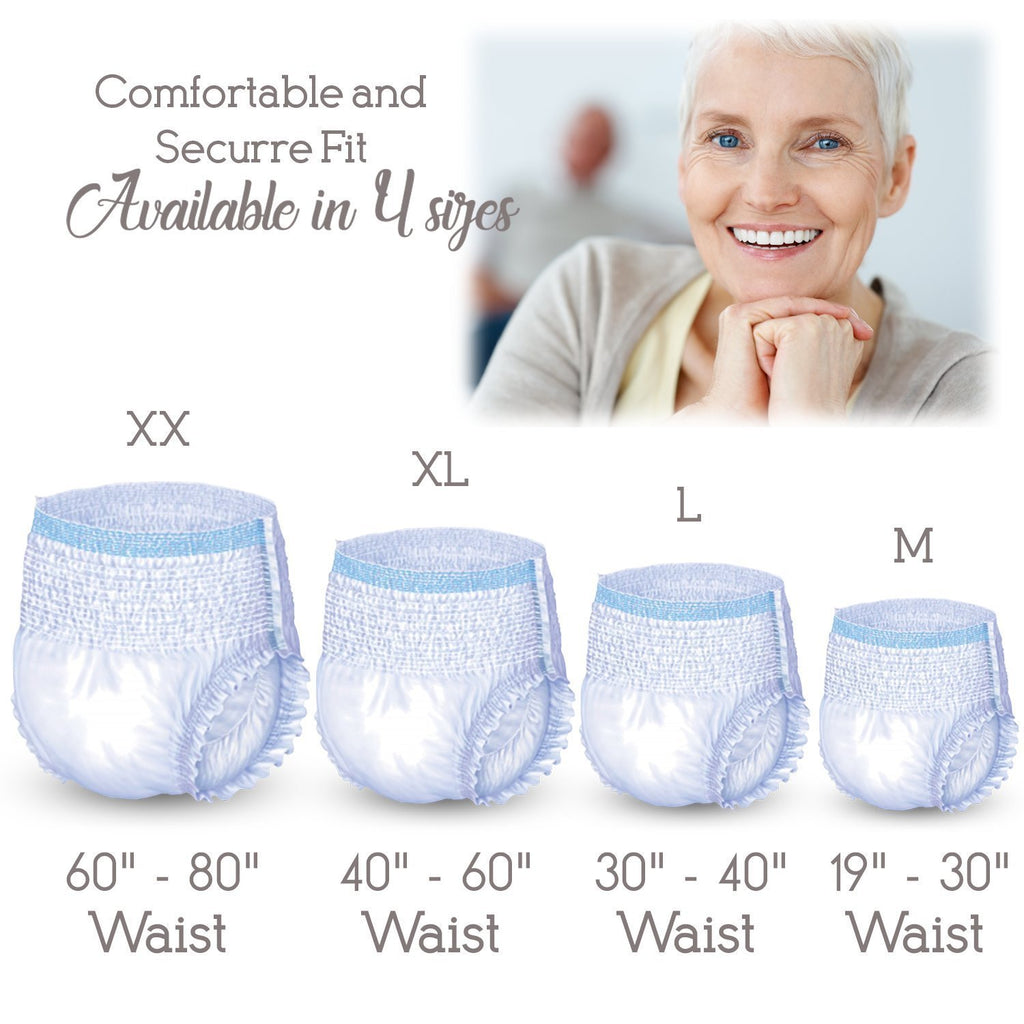 Unique Wellness-Absorbent Underwear (Pull-Ups) Size XX-Large (60-80 Waist) 10 Count