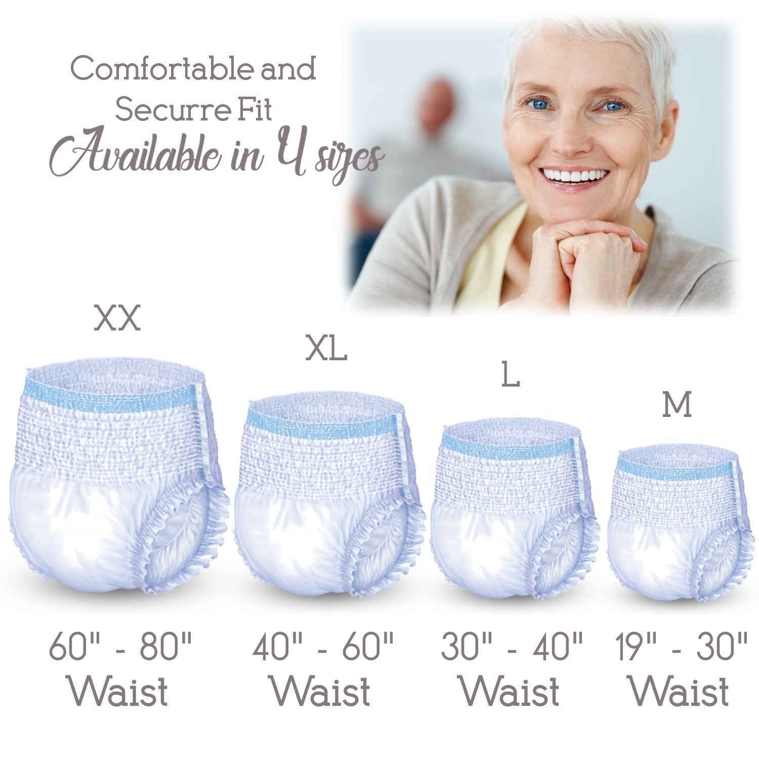 Unique Wellness-Absorbent Underwear (Pull-Ups) Size XX-Large (60-80 Waist) 10 Count