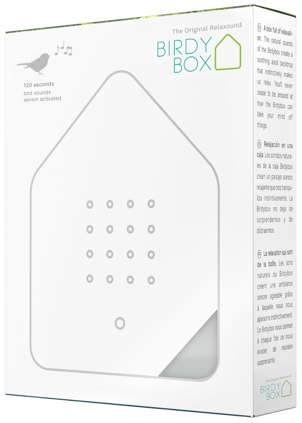 RELAXOUND Original Birdybox Gray - Modern Nature Sound Box - Relaxing Cheerful Bird Concert - Motion Sensor with Sound - Relaxin