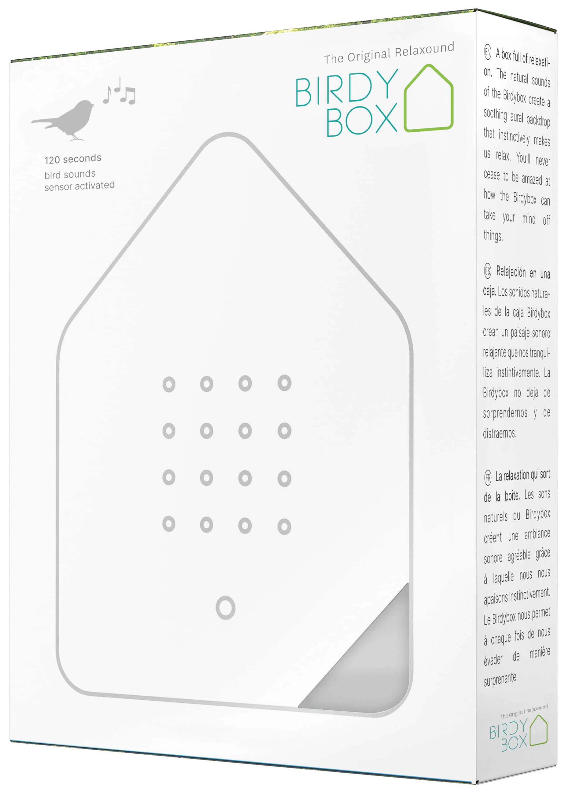 RELAXOUND Original Birdybox Gray - Modern Nature Sound Box - Relaxing Cheerful Bird Concert - Motion Sensor with Sound - Relaxin