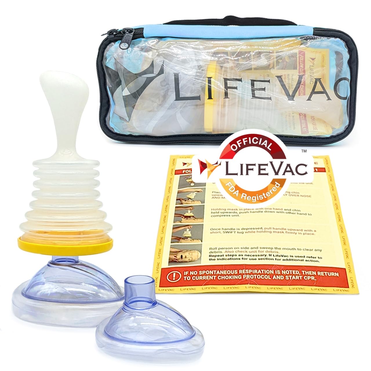 LifeVac Blue Travel Kit - Portable Suction Rescue Device, First Aid Kit for Kids and Adults, Portable Airway Suction Device for 