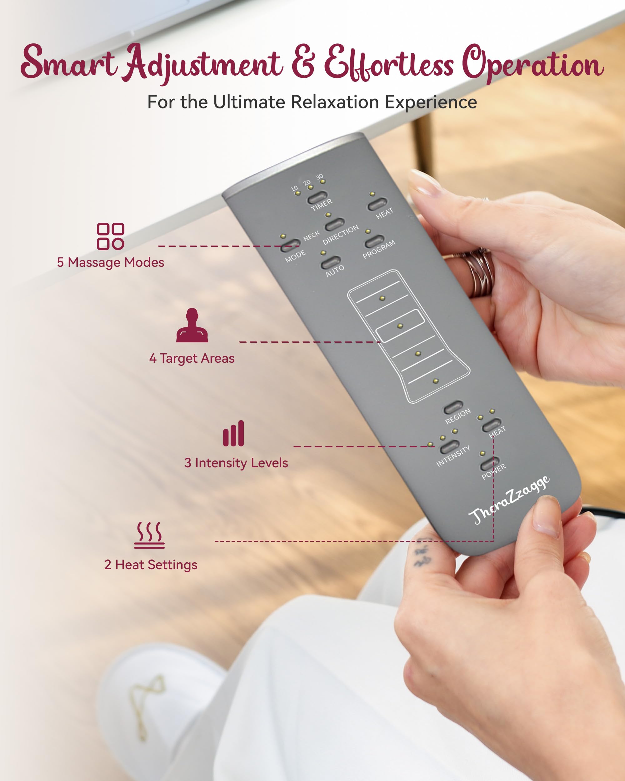 THERAZZAGGE Full Body Massage Mat with Heat, Vibration Back Massager, 8 Vibrating Motors, 2 Heating Pads for Back, Massage Chair