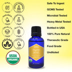 Organic, Lemon Essential Oil, Food Grade, for Cooking, Baking - 100% Pure, Lemon Oil, by Zongle Therapeutics, 1 OZ