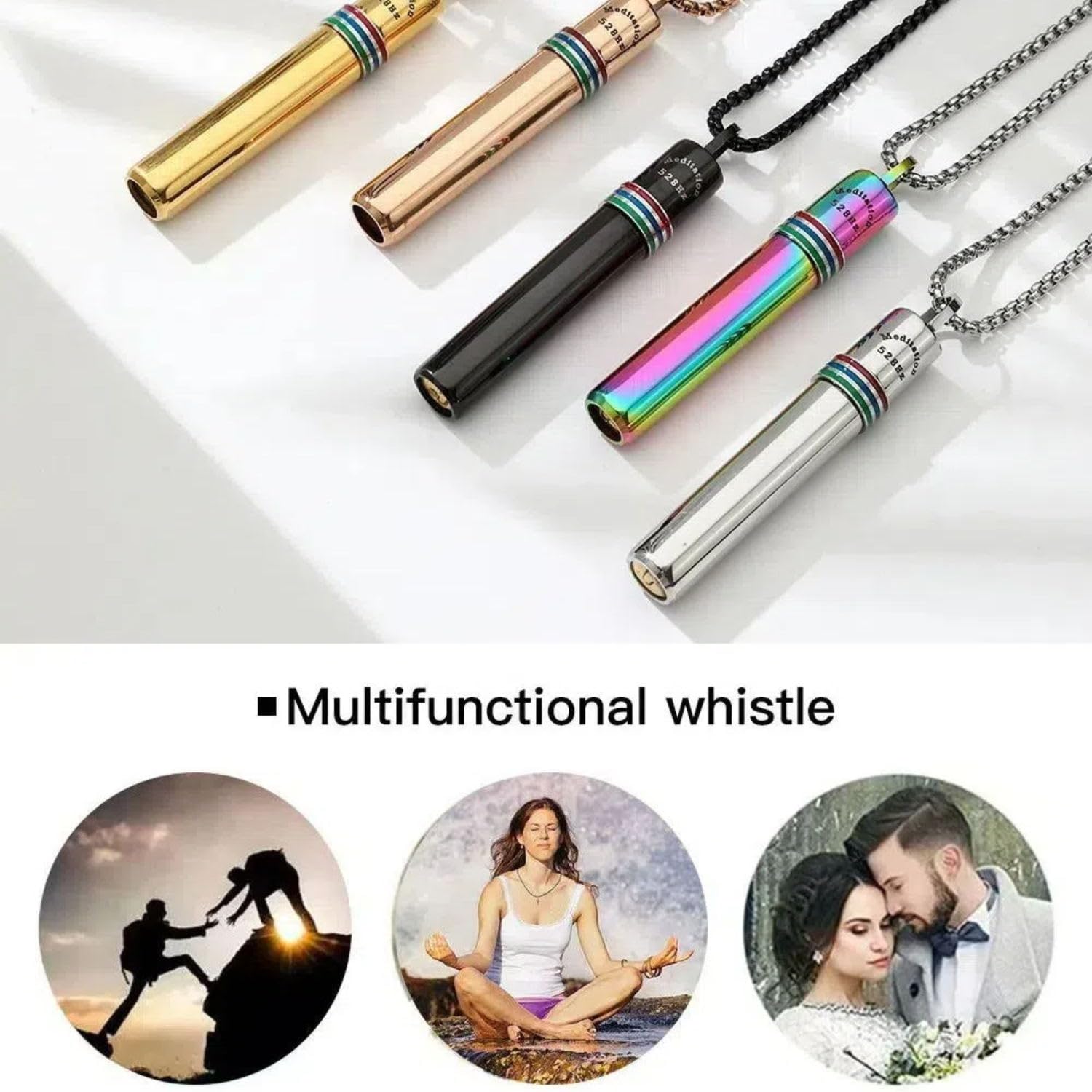 Maxhoo 528 hz Breathing Necklace, Anxiety Necklace, 528 hz Whistle Breathing Necklace for Meditation Tuning Tools, Mindful Calmi