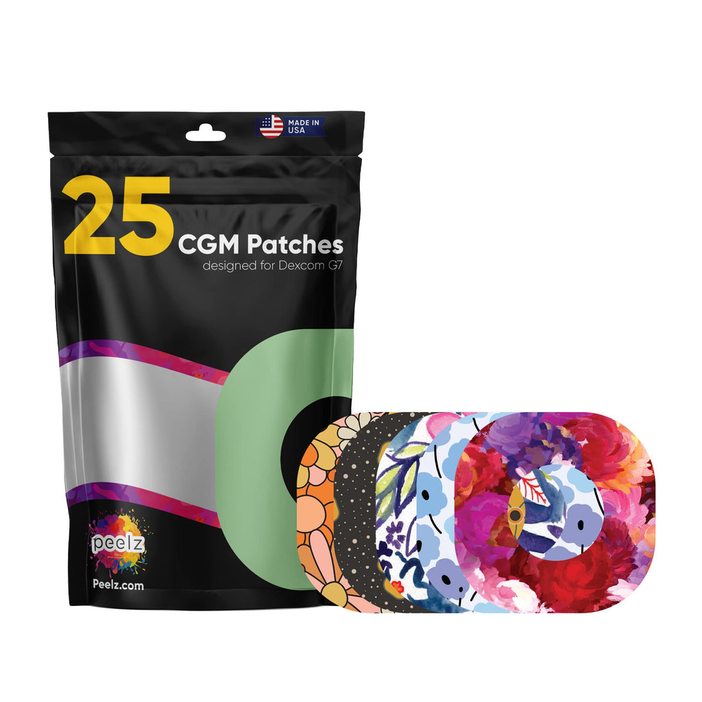 Peelz Dexcom G7 and Stelo Adhesive Patches 15 Pack - US-Made Waterproof CGM Sensor Patches for 15+ Days - Sensitive Skin Diabeti