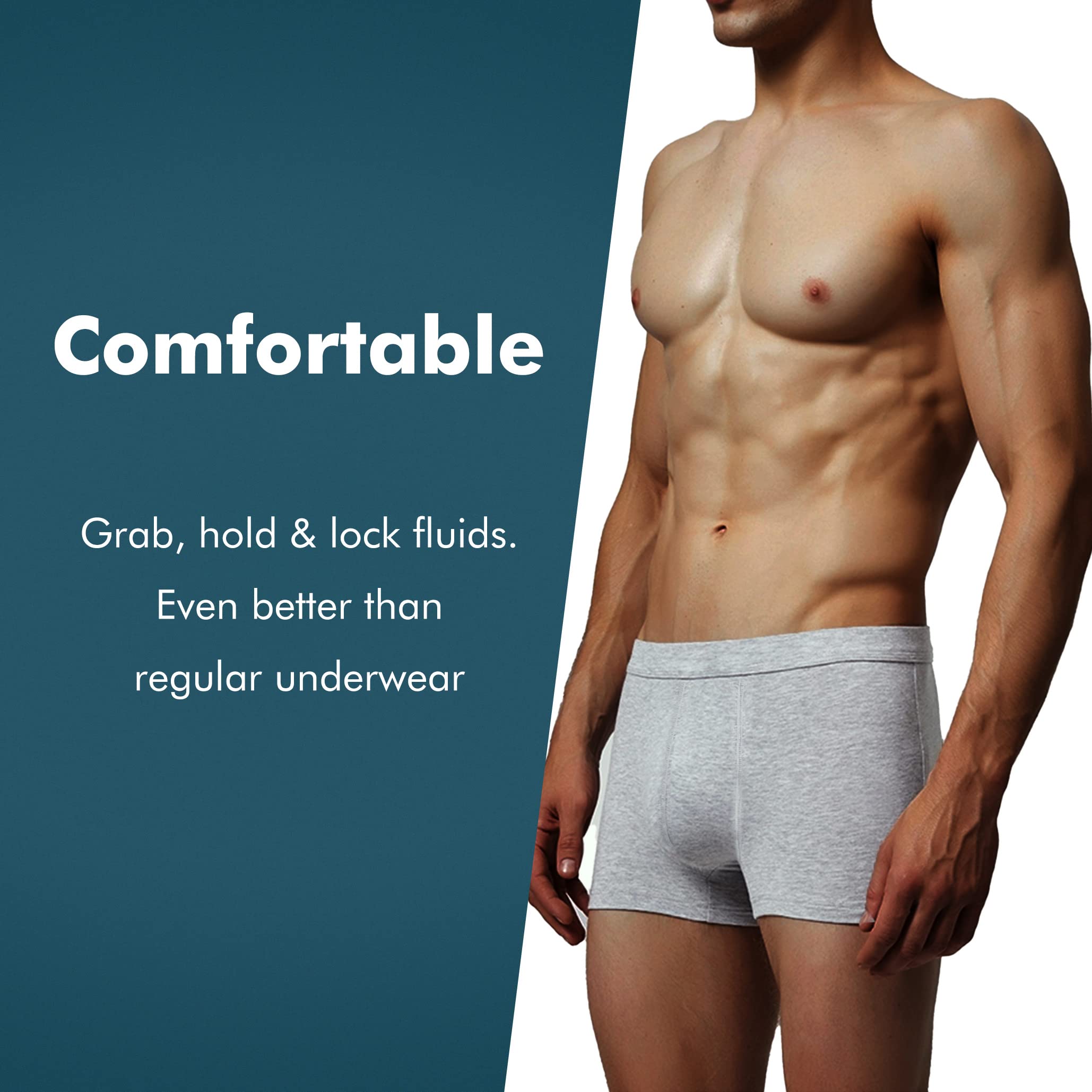 AIRCUTE Washable Absorbency Urinary Incontinence Underwear for Men Bladder Leakage Protection Boxer Briefs, 3 Pack (Large, 3 Gra
