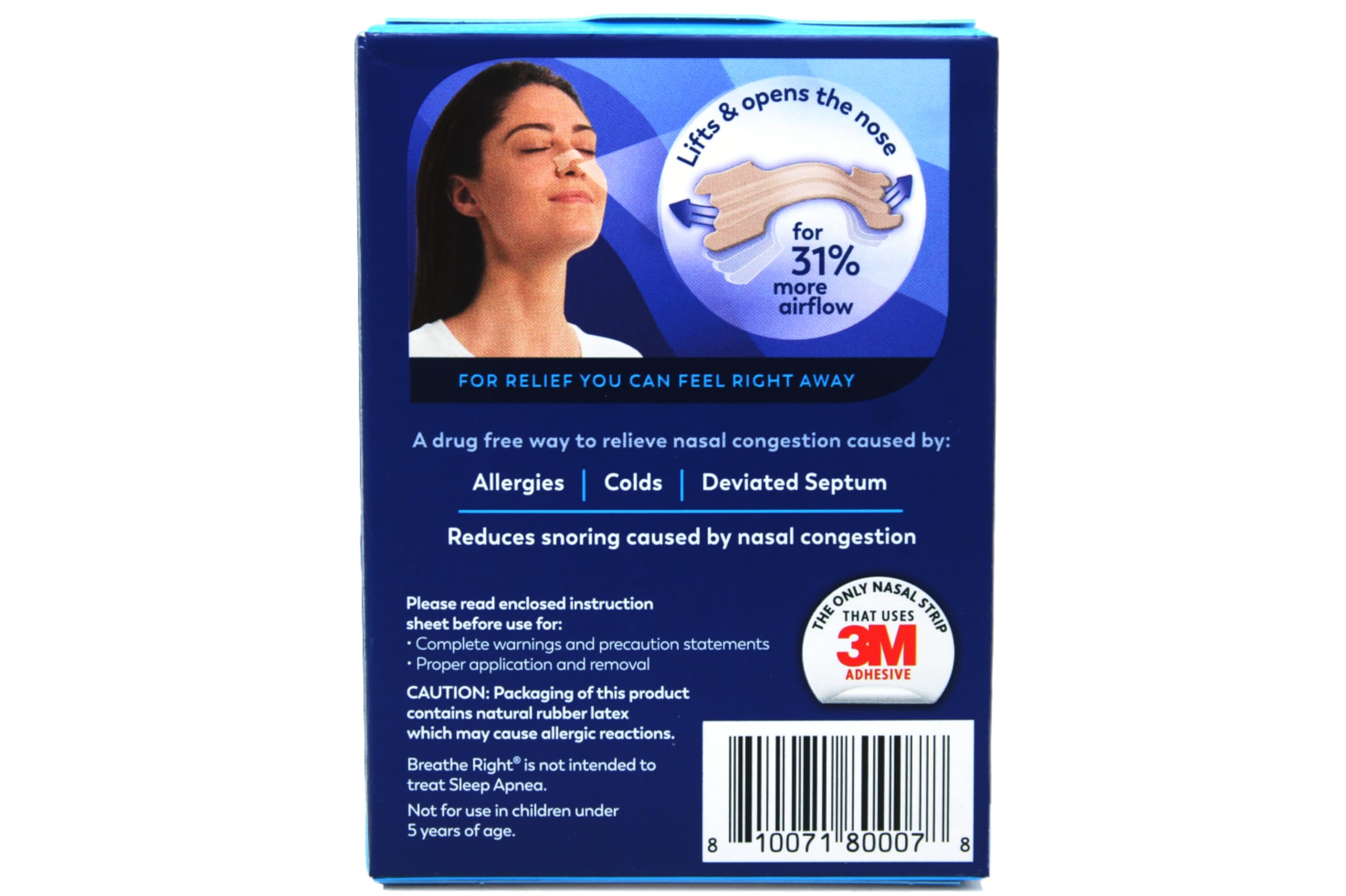 Breathe Right Original Large Tan Nasal Strips, 30 Count (Pack of 3)
