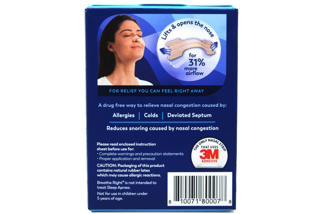 Breathe Right Original Large Tan Nasal Strips, 30 Count (Pack of 3)