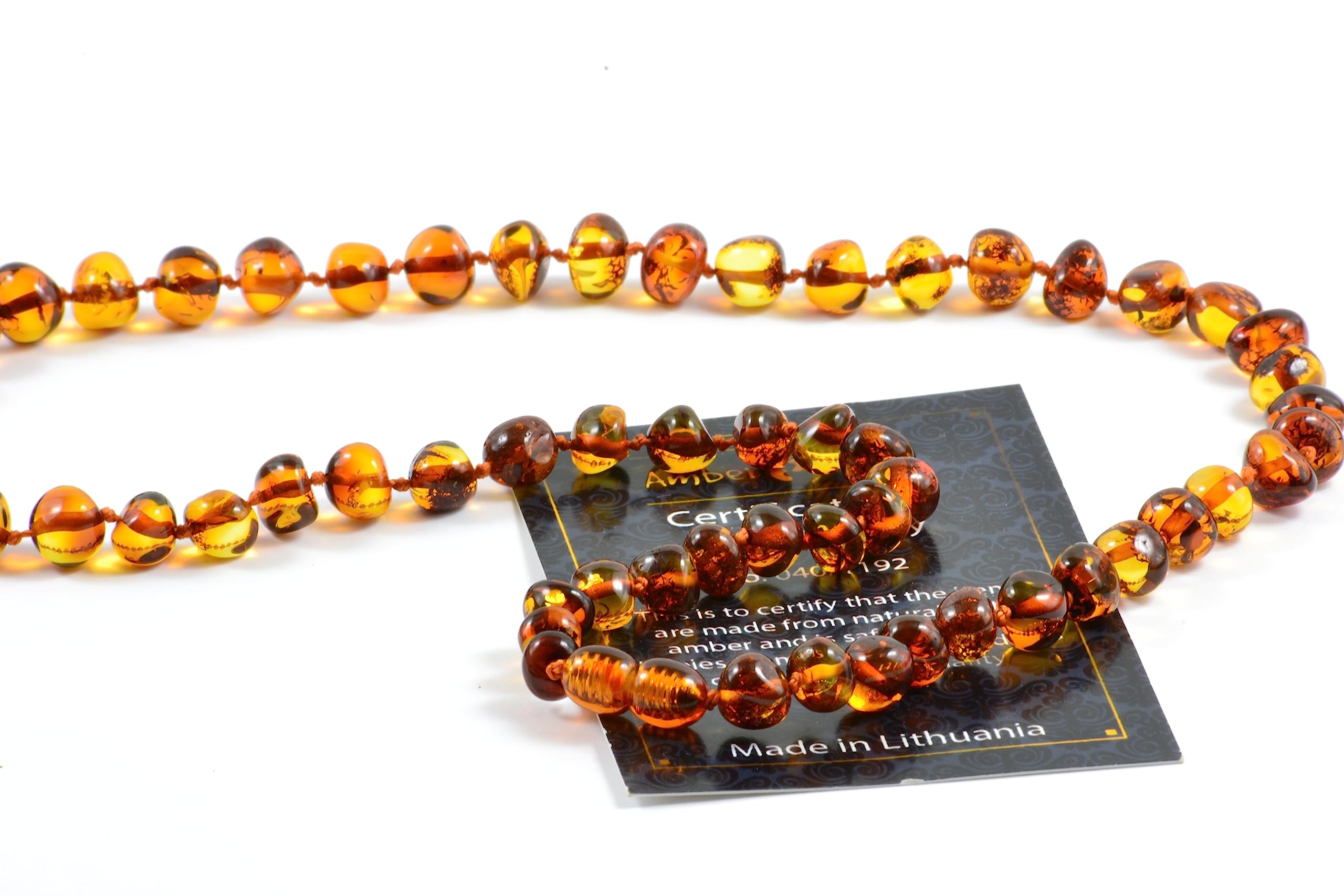 Baltic Amber Necklace for Adult - Natural Amber from Baltic Region, Genuine Baltic Amber (17.7 inch, Cognac)