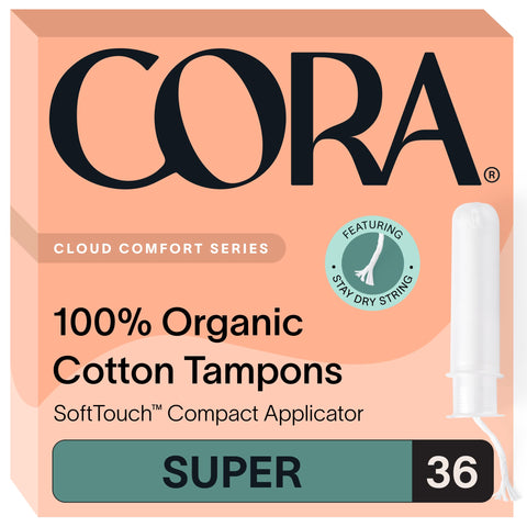 Cora Organic Cotton Tampons (36 Super Tampons)