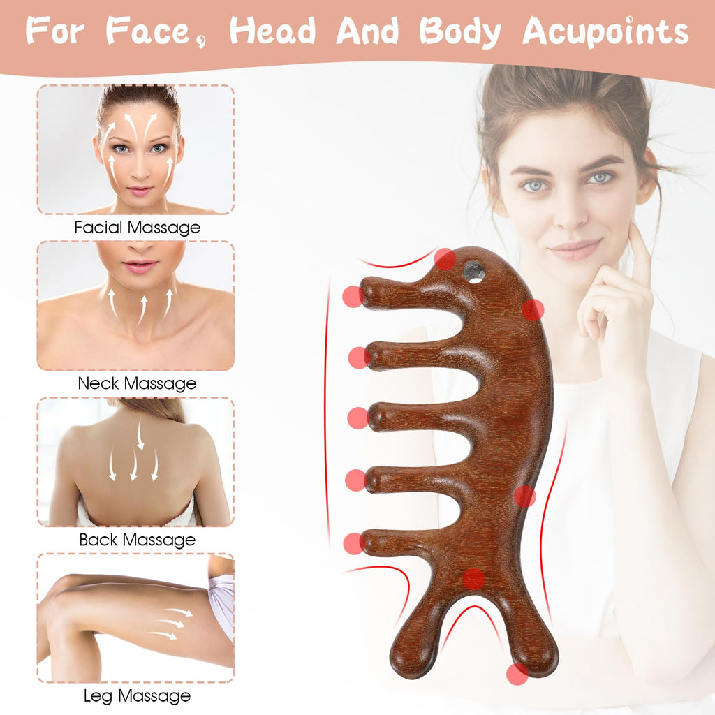 Gjinxi Wooden Scalp Massager, Hair Growth Comb for Scalp Gua Sha, Wood Head Massager with Wide Tooth for Hair Care, Wooden Scalp