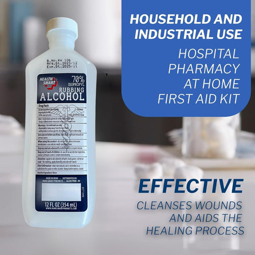 Generic Isopropyl Alcohol 70% Antiseptic and Cleaner (4 12oz Bottles), Clear