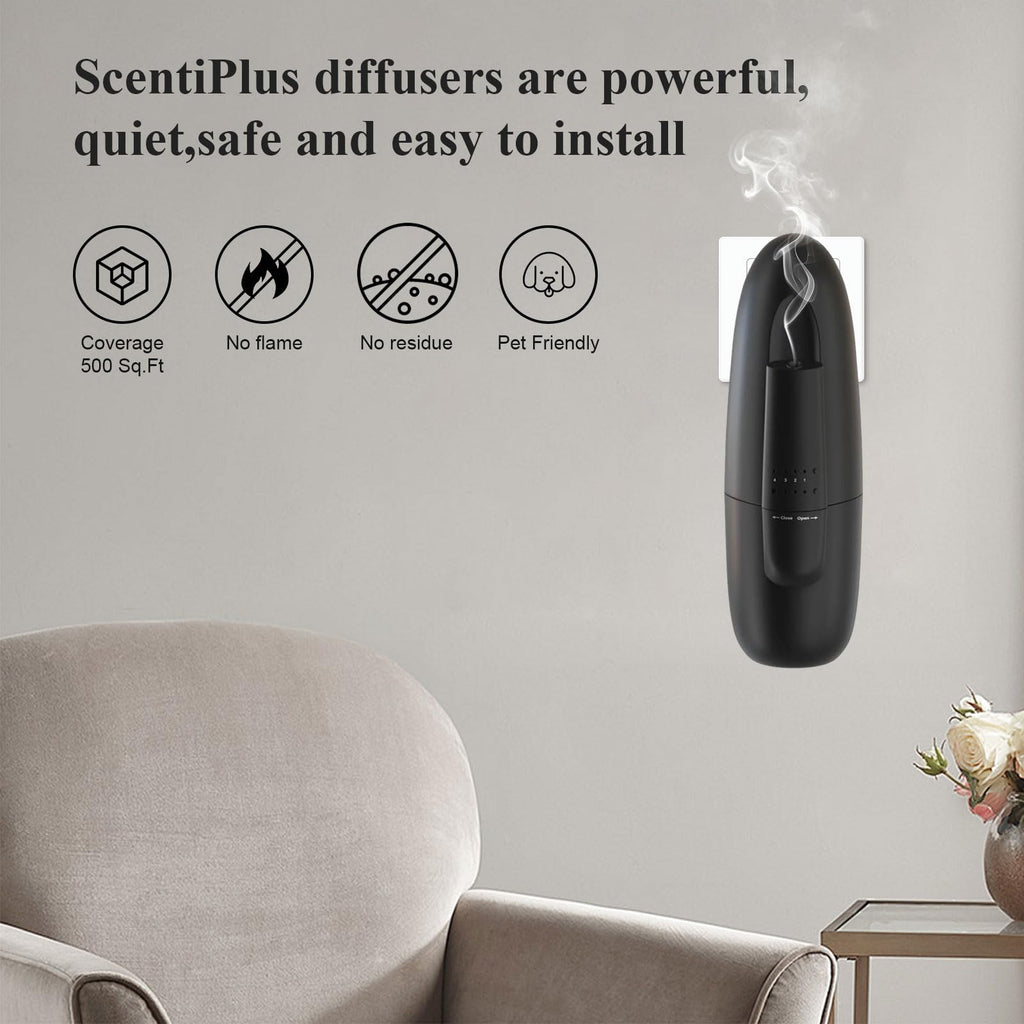 ScentiPlus Plug in Waterless Aroma Diffuser for Essential Oils, 500 Sq. Ft, Portable Fragrance Diffuser, Cold-Air Diffusion Tech
