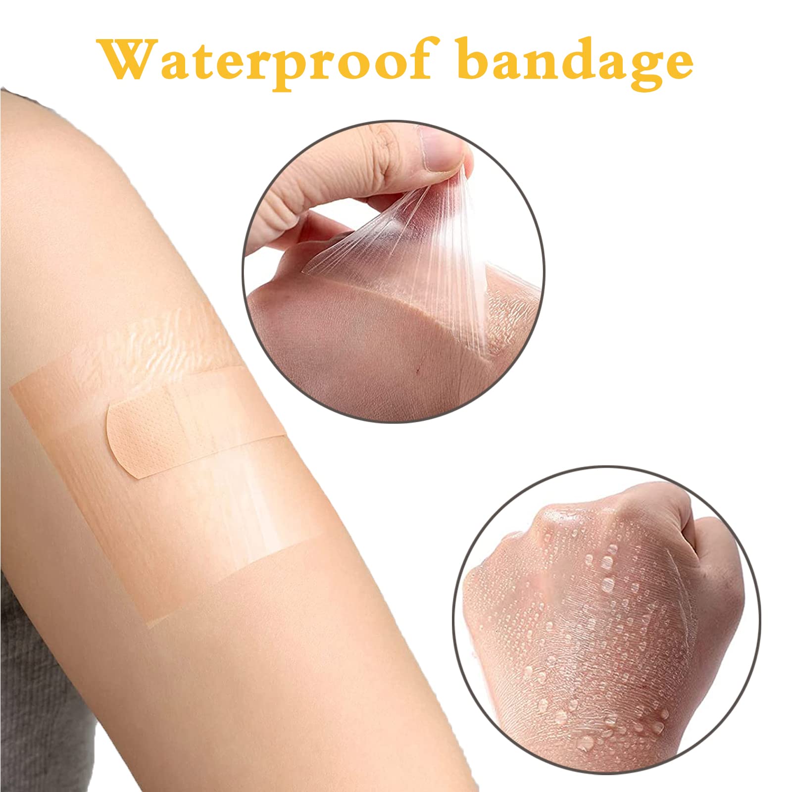 100 PCS Transparent Stretch Adhesive Bandage, Waterproof Clear Film Dressing Bandages, Adhesive Bandages Shower Shield Dressing